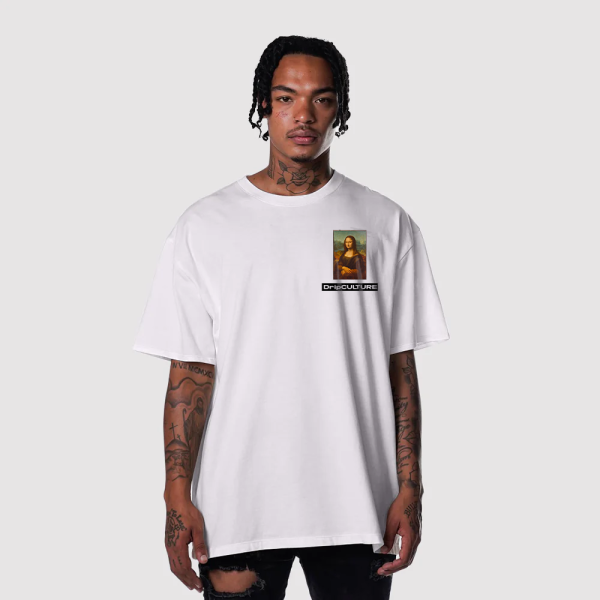 Playera DripCULTURE Oversized "Mona Lisa" Blanca