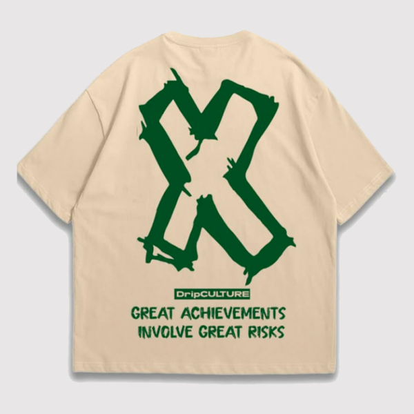 Playera DripCULTURE Oversized "Attitude" Beige