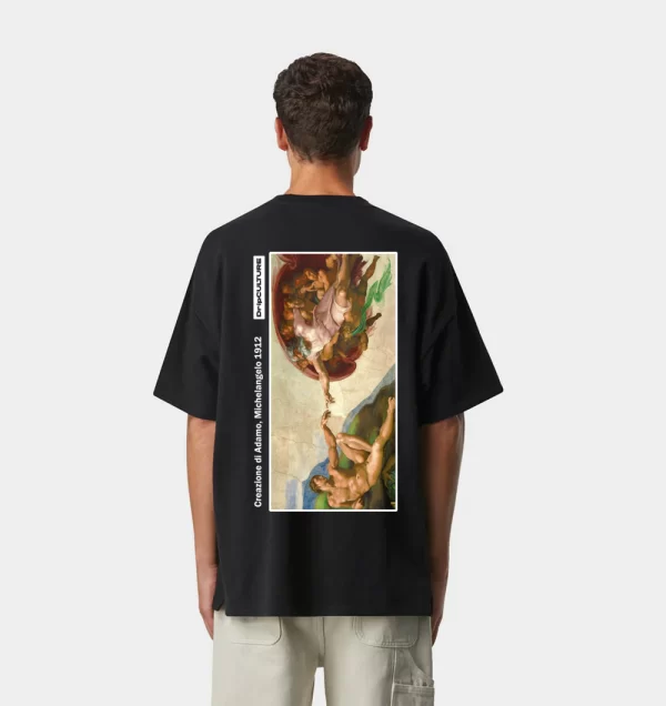 Playera DripCULTURE Oversized “Nacimiento de Adán” Negro