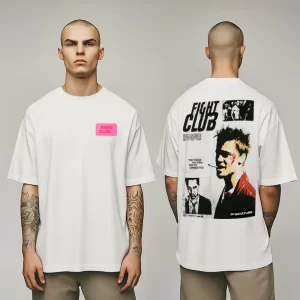 Playera DripCULTURE Oversized “Fight Club” Blanca
